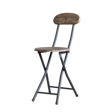 【Amos】復古木紋高背圓形折疊椅復古木紋