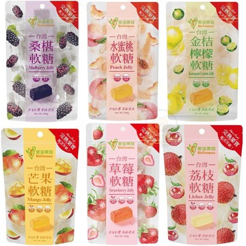 *貪吃熊* 台灣 BioFormosa 美滋果物 系列 桑椹果汁軟糖  水蜜桃果汁 芒果果汁 金桔檸檬 荔枝 草莓 軟糖