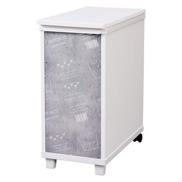 TEnma 天馬 INTERIOR BOX上掀式多功能附輪收納櫃 M號/37L 24x45x50cm  塗鴉風 白色  1個