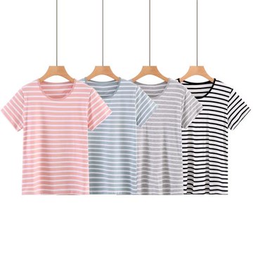 夏女莫代爾棉短袖圓領T恤寬松大碼薄款運動可外穿半袖家居服睡衣