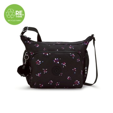 『牛角包』(網路獨家款)黑底印花多袋實用側背包-GABB