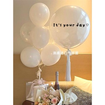 透明波波球中球結婚拍照紀念日氛圍布置生日貼紙印字可飄空氣球