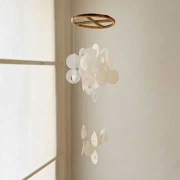 DIY套件|斯德哥爾摩雨-自然米色水滴|貝殼風鈴| #1-365