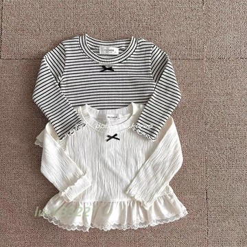 春秋新款女童套裝韓版長袖花邊上衣喇叭褲時尚中休閒衣服兒童夏裝套裝女童童裝女童衣服秋冬季套裝长袖套裝