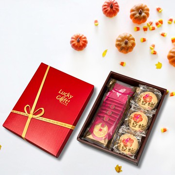 【歡喜好禮】圓片牛軋糖錦囊袋(15入)+奶皇綠豆椪(3入)禮盒★(過年前30天無法出貨)