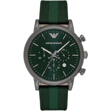 EMPORIO ARMANI 亞曼尼AR1950 經典帆布計時腕錶/綠面46mm｜樂天全館特惠中★指定刷卡回饋10%