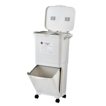 廚房垃圾桶家用廚余分類帶蓋大容量高款雙層干濕分離腳踩大號日式[DD080109]