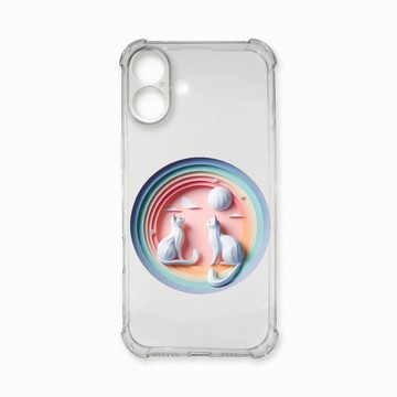 iPhone 16 Plus 殼 TRON IPhone 16 PLUS 可愛紙雕貓咪 四角防摔殼 手機殼