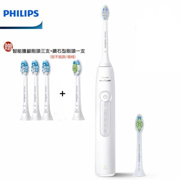 贈原廠刷頭四個philips sonicare 飛利浦舒適潔淨音波電動牙刷 皓月白 hx5191