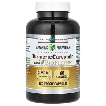 Amazing Nutrition, 薑黃素，含 BioPerine，2250 毫克，180 粒素食膠囊（每粒膠囊 750 毫克）