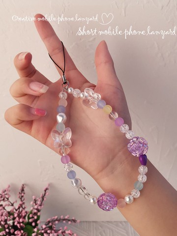 手機掛繩短款手鏈腕帶掛飾手工串珠掛件水晶鏈條ins網紅女款掛鏈