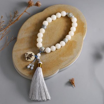 白玉菩提手串18十八子菩提子文玩掛件流蘇盤玩念珠配飾女手持佛珠