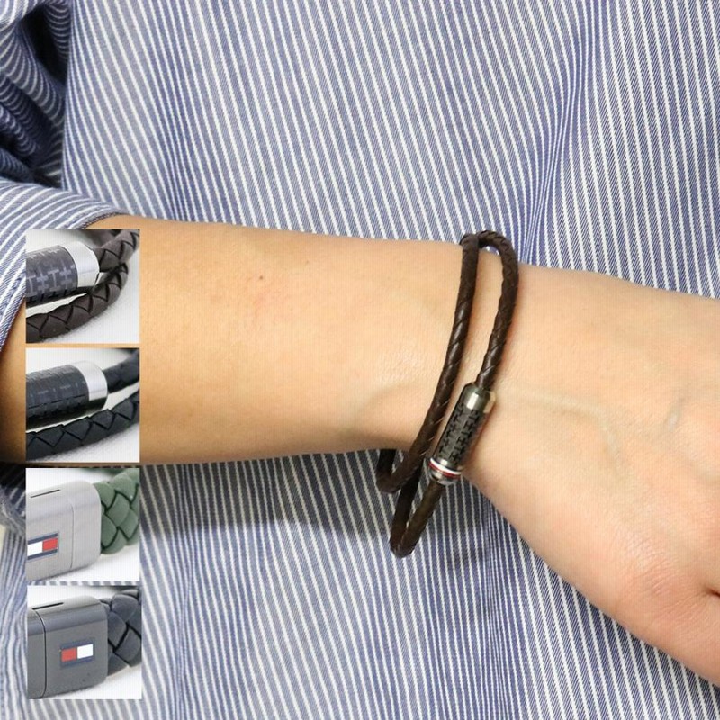 トミーヒルフィガー レザーブレスレット メンズ ブレスレット 革