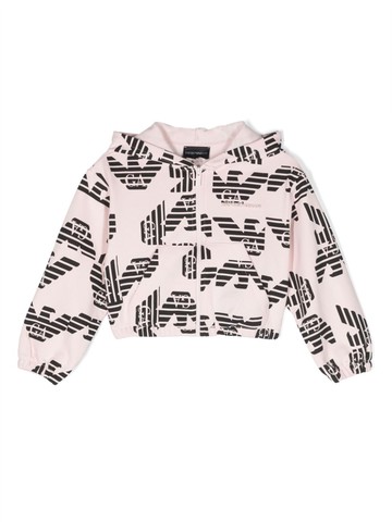 Emporio Armani Kids - logo-print cotton hoodie - kids - Cotton - 8 yrs - Pink