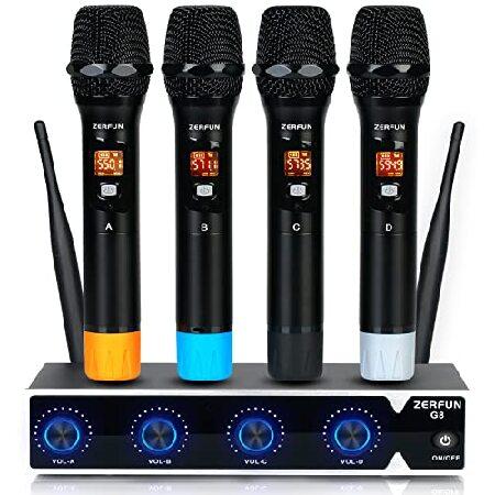 ZERFUN G8 Wireless Microphone System Channel, UHF Metal Karaoke Mics Cordless Professional Handheld for Singing Church Spea