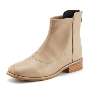 TAS 柔軟皮質百搭顯瘦低跟短靴 淺可可 #44821