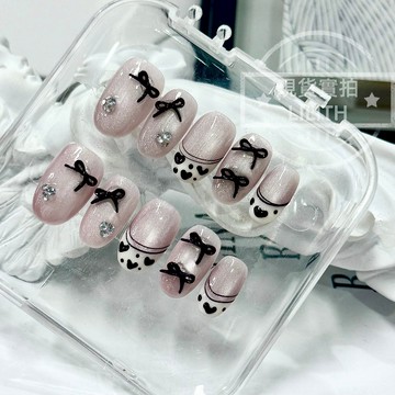 可隔日到貨！三秒心動 純手工貓眼穿戴甲 立體蝴蝶結 可拆卸手工甲 光療甲片 美甲貼片 假指甲 指甲貼 韓國美甲
