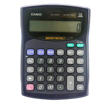 CASIO防水防塵計算機(12位) WD-220MS-BU