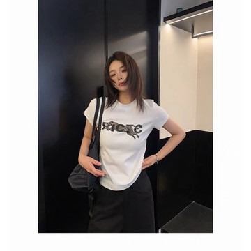 【RICECAKE & OISIS】美式極簡 字母印花 短袖t恤 高級感 百搭 短款 上衣 女