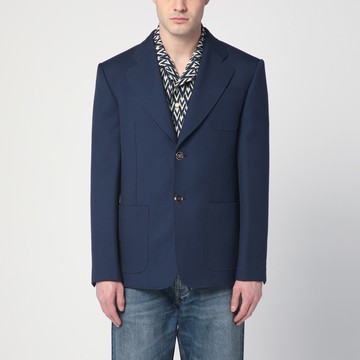 Blue single-breasted wool jacket