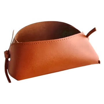 綁帶皮革收納盒 17x12x7cm 人造皮革  栗子棕  1個