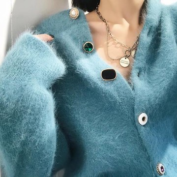 慵懶風網紅長毛貂絨毛衣女2025新款韓版百搭寬松針織開衫外套小眾