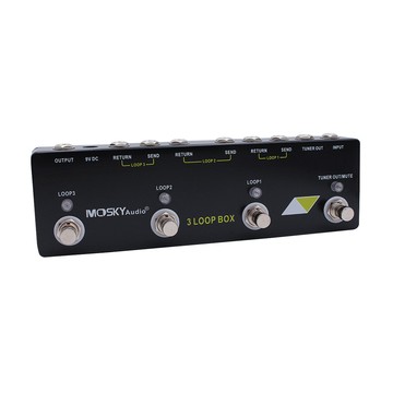 MOSKYAUDIO 3 Loop Box 吉他效果踏板帶通道選擇真正的旁路效果切換器鋁 6.35mm 輸入輸出 202