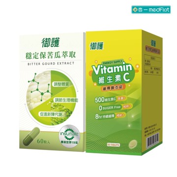 【穩定力MAX雙效組】御護 穩定保苦瓜萃取複方膠囊/維生素C緩釋膜衣錠 60錠【杏一】