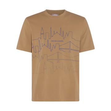Jacob Cohen - Sahara Beige Cotton Blend Grand Tour Istanbul T-shirt