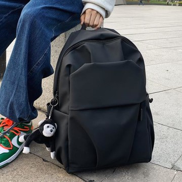 防水初中生韓版雙肩包大容量大學生書包男士褶皺休閑旅行電腦背包