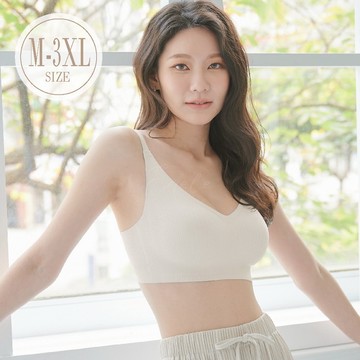 內衣【果凍波波】冰涼循環無痕BRA'' M-XXXL (米白)-【5719】