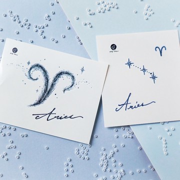 Aries 白羊座星座刺青 牡羊座簡約星座符號刺青 十二星座紋身貼紙