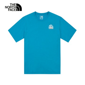 The North Face 官方旗艦 北面男女款藍色舒適透氣短袖T恤｜8DBY6HO