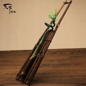 天下茗莊日式家飾掛壁花器手工田園個性紫竹編干花竹排插花瓶家居