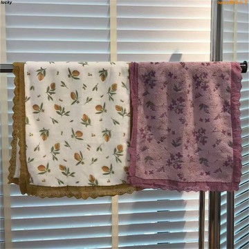 🌷新店優惠🌷情侶家用款蕾絲花邊碎花印花柔軟親膚吸水速干不掉毛家用洗臉毛巾