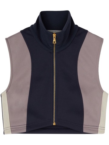 Palm Angels - PA monogram cropped track vest top - women - Polyester/Polyester - M - Blue