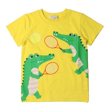 akachan honpo - 天竺布T恤-動物-黃色