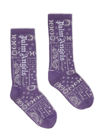 Palm Angels Kids - Astro Paisley cotton socks - kids - Cotton/Polyamide - II - Purple