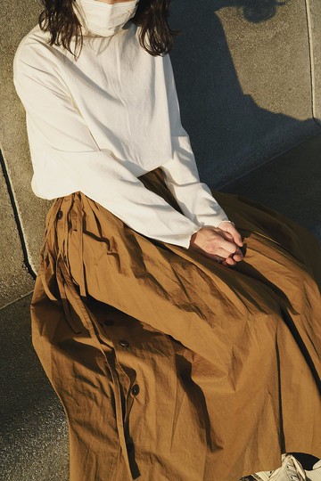 束腰鈕扣裙-黃色