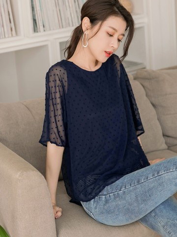 氣質微奢雪紡剪花上衣