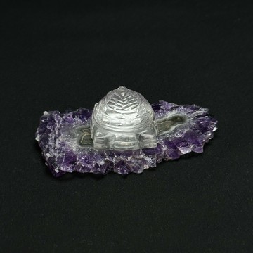 喜瑪拉雅水晶✦迷你寶塔 紫晶瑪瑙片| 高頻純淨 平衡脈輪 提升狀態 圖桑帶回 空間擺件 天然水晶 N09-41