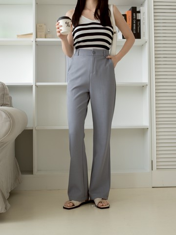 超美西褲~單釦後鬆緊西裝直筒長褲 GJ7429572 【現貨】