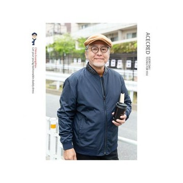 爸爸春裝外套男中老年薄款棒球領夾克老人爺爺春秋寬松男裝上衣