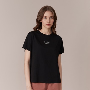 GIORDANO 女裝SORONA寬鬆印花上衣 - 09 標誌黑