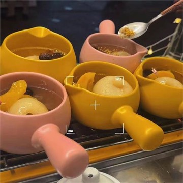 單柄小奶鍋迷你砂鍋熱牛奶碗無涂層陶瓷鍋嬰兒寶寶家用明火烤中高