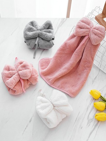 【兩條裝】蝴蝶結擦手巾 IG掛式毛巾 廚房衛生間家用超強吸水干手抹手搽手巾【淘夢屋】