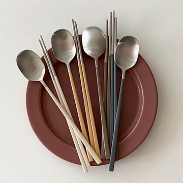 韓國 polaathome 馬卡龍系列 不鏽鋼餐具組（五色） - 深灰