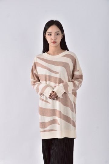 (XL) 【金莎私服】artico羊毛斑紋粉色毛衣