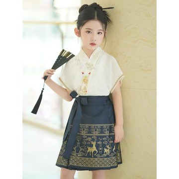 兒童馬面裙女童夏款中國風漢服套裝女古風半身裙女孩古裝夏季唐裝