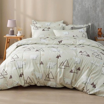 雙人薄被套特大床包組/美國棉授權品牌 / 哈肯小熊  [鴻宇] 台灣製 - 2507米